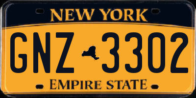 NY license plate GNZ3302