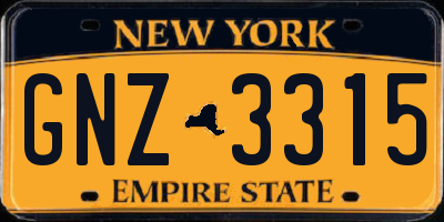 NY license plate GNZ3315