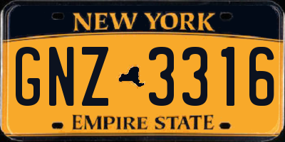 NY license plate GNZ3316