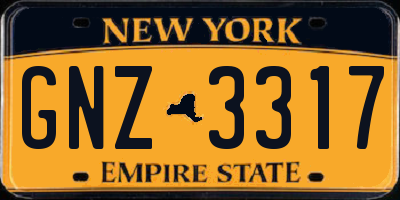 NY license plate GNZ3317