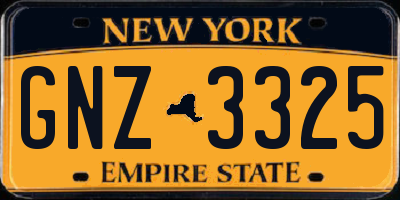 NY license plate GNZ3325