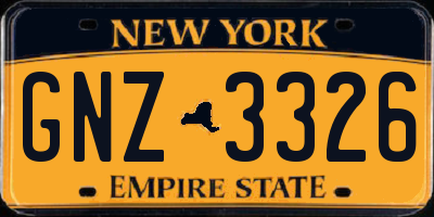 NY license plate GNZ3326