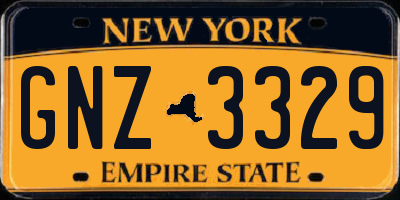 NY license plate GNZ3329