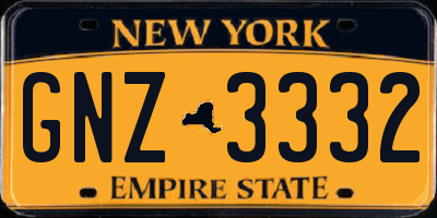 NY license plate GNZ3332