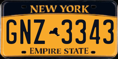 NY license plate GNZ3343