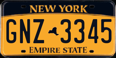 NY license plate GNZ3345