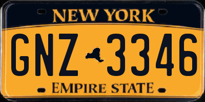 NY license plate GNZ3346