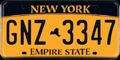 NY license plate GNZ3347