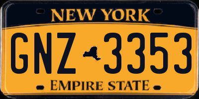 NY license plate GNZ3353