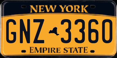 NY license plate GNZ3360