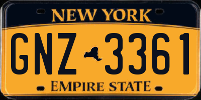 NY license plate GNZ3361