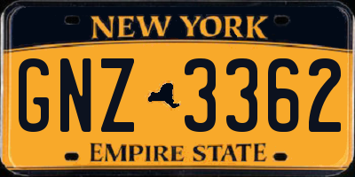 NY license plate GNZ3362