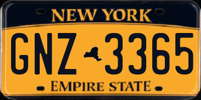 NY license plate GNZ3365