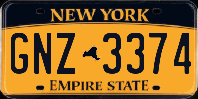 NY license plate GNZ3374