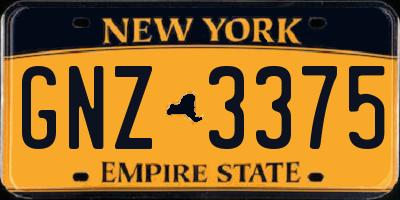 NY license plate GNZ3375