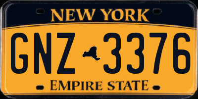 NY license plate GNZ3376