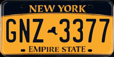 NY license plate GNZ3377