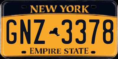 NY license plate GNZ3378