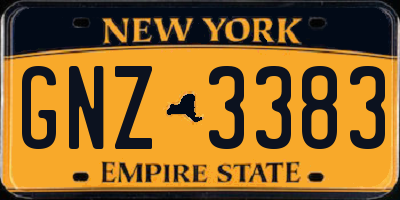 NY license plate GNZ3383