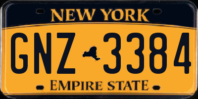 NY license plate GNZ3384