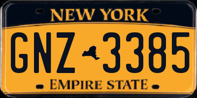 NY license plate GNZ3385