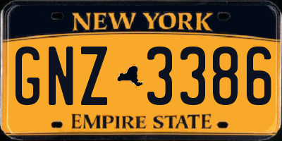 NY license plate GNZ3386
