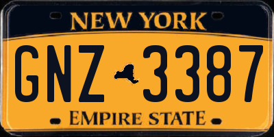 NY license plate GNZ3387