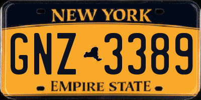 NY license plate GNZ3389