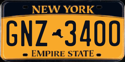 NY license plate GNZ3400