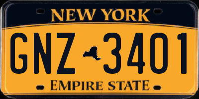 NY license plate GNZ3401