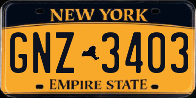 NY license plate GNZ3403