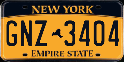 NY license plate GNZ3404