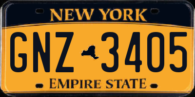 NY license plate GNZ3405