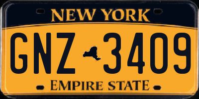 NY license plate GNZ3409