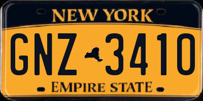 NY license plate GNZ3410