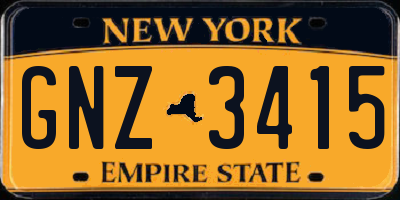 NY license plate GNZ3415