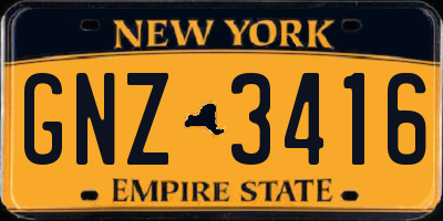 NY license plate GNZ3416