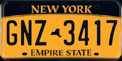 NY license plate GNZ3417