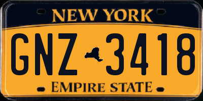 NY license plate GNZ3418