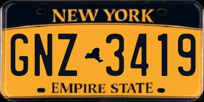 NY license plate GNZ3419