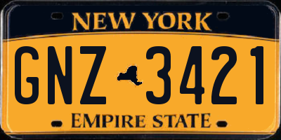NY license plate GNZ3421