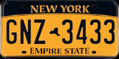 NY license plate GNZ3433