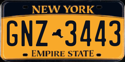 NY license plate GNZ3443