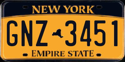 NY license plate GNZ3451