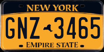 NY license plate GNZ3465