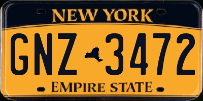 NY license plate GNZ3472