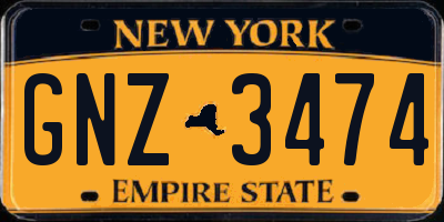NY license plate GNZ3474