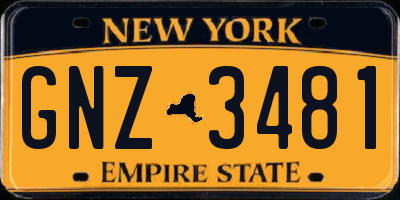 NY license plate GNZ3481