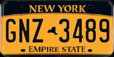 NY license plate GNZ3489