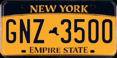 NY license plate GNZ3500